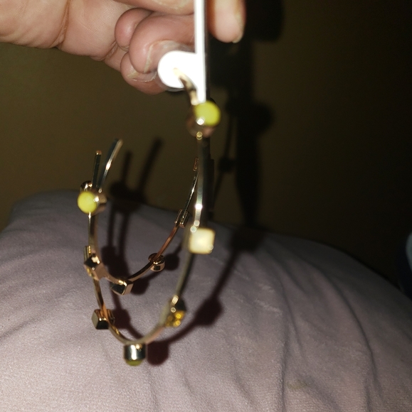 Faceted Bead Hoop Earrings - Picture 2 of 6
